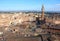 Top view of Siena in ITALY with the Tower called DEL MANGIA and the Palio square