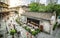 Top view of Sino-Ocean Taikoo Li with the Abbaye bar and restaurant in an old Chinese house in Chengdu Sichuan China