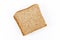 Top view of slices of wholegrain spelt wheat toast bread on white background