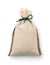 Top view of small blank linen fabric bag