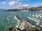 Top view of small city Lerici on Ligurian coast, Italy, in province of La Spezia. Panoramic view of Italian town Lerici. A lot of