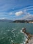 Top view of small city Lerici on Ligurian coast, Italy, in province of La Spezia. Panoramic view of Italian town Lerici. A lot of