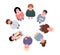 Top view on smiling standing in circle people look up a vector illustration