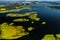 Top view of the Snudy and Strusto lakes in the Braslav lakes National Park, the most beautiful lakes in Belarus.Belarus