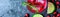 Top View Sparkling Cranberry Mocktail With Lime. Banner For Web. Generative AI
