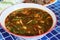 Top view spicy hot tom yum with herbs thai food spicy asian food popular food thailand