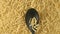 TOP VIEW: Spoon with a figural pasta fusilli falls on a figural pasta slow motion