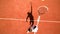 Top view of sportsman playing tennis