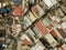 Top view of a squalid and impoverished squatter area with narrow passageways and corrugated metal roofs in Las Pinas