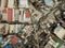 Top view of a squalid squatter area with narrow passageways and corrugated metal roofs in Metro Manila