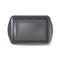 Top view of square black plate. Empty plastic tray. Metal tray salver with Handles. on white background. Vector illustrat