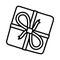 Top view square gift box ribbon celebration thick line