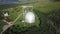 Top view of the star research center. Largest telescope in the mountainous area of studying the stars