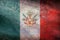 Top view of State the Grand Duchy of Tuscany 1848 1849, Italy retro flag with grunge texture. Italian travel and patriot concept.
