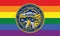 Top view of state lgbt flag of Nebraska, USA. no flagpole. Plane design, layout. Flag background. Freedom and love concept. Pride