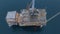 Top view of steel structure of offshore oil drilling rig in the Pacific Ocean
