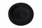 Top view stilish black hat for women, isolated white background