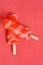 Top view strawberry and vanilla popsicle