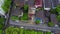 Top View of Suburban Neighborhood in Bangkok. Aerial view of parking and roof tops of Thailand housing development. Top