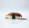 Top view sushi on white background