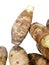 Top view of sweet taro root  isolated on white background