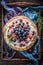 Top view of sweet tart made of berries and mascarpone