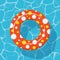 Top view Swim ring icon on the blue water background.