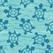 Top view of swimming sea turtles pattern. Seamless vector sealife background. Hand drawn endangered ocean nature all