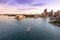 Top view Sydney Australia city skyline at circular quay ferry te