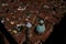 top view of the terracotta roofs of Bologna, the atmosphere of the Italian summer