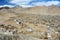 Top view of Thiksey village in dry season, shoot from Thiksey monastery, Leh Ladakh, India