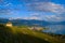 Top view to vineyards near Vevey at Geneva lake