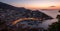 Top view twilight of Hydra island, Greece