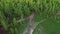 Top view of two enduro motorcycles riding on a mountain road