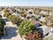 Top view typical Texas residential neighborhood with colorful au