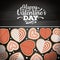 Top view of valentine cookies on wooden background. Happy Valentine`s Day