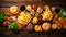 top view of variety of junk food on wooden table