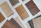 top view variety of wood texture for furniture and flooring furnishing material samples. interior material design samples.