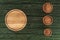 top view of various types of wooden round cutting boards