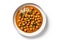 Top View Vegan Chickpea Coconut Curry On White Round Plate On White Background. Generative AI