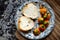 Top view vegan dish, Vietnamese vegetarian meatball from tofu with bread