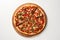Top View, Vegan Pizza On A Wooden Boardon White Background