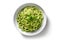 Top View Vegan Zucchini Noodles With Avocado Sauce On White Round Plate. Generative AI