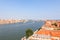 Top view at Venice, roofs, canal, boats at summer sunny evening, Italy, Europe