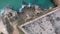 Top view of view of the concrete walls of the military Fort on the beach in Tarragona, Spain