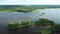 Top view of the Vileyskoye reservoir in Belarus. Lake Vileika at sunset