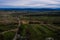 Top view of the village and Ukrainian off-road, villages of the Ukrainian Carpathians, highway without cars