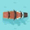 Top view vintage wooden pirate buccaneer filibuster corsair ocean sea dog ship boat sail game icon flat design vector