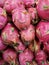Top view of vivid deep pink fresh organic dragonfruit