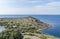 Top view of the western part of the rocky mountainous island of Lavsa in the Adriatic sea in Croatia